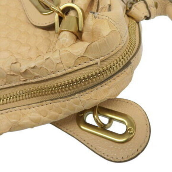 Chloe Paraty shoulder handbag Beige Tan python leather bag